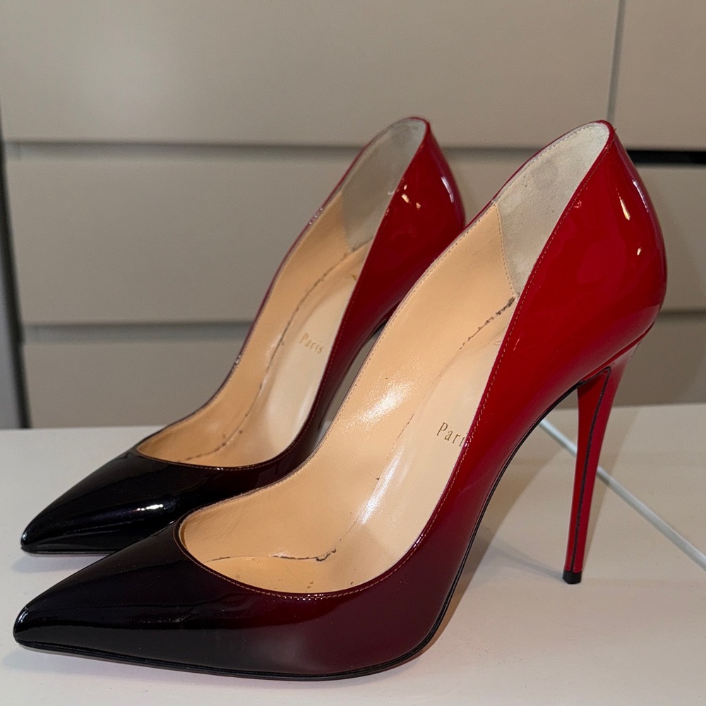 Christian Louboutin Red and Black Patent Leather Heels sz 39